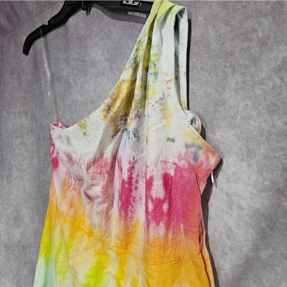 Women's Custom Tie Dye Single Strap Mini Dress Large - Picture 2 of 3
